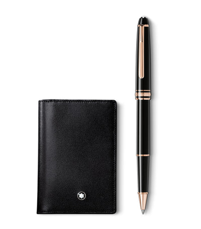 Set with Meisterstück Rose Gold-Coated Classique Rollerball and Business Card Holder with Gusset