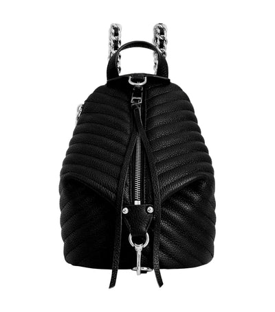 Small Julian Chevron Quilted Backpack Black