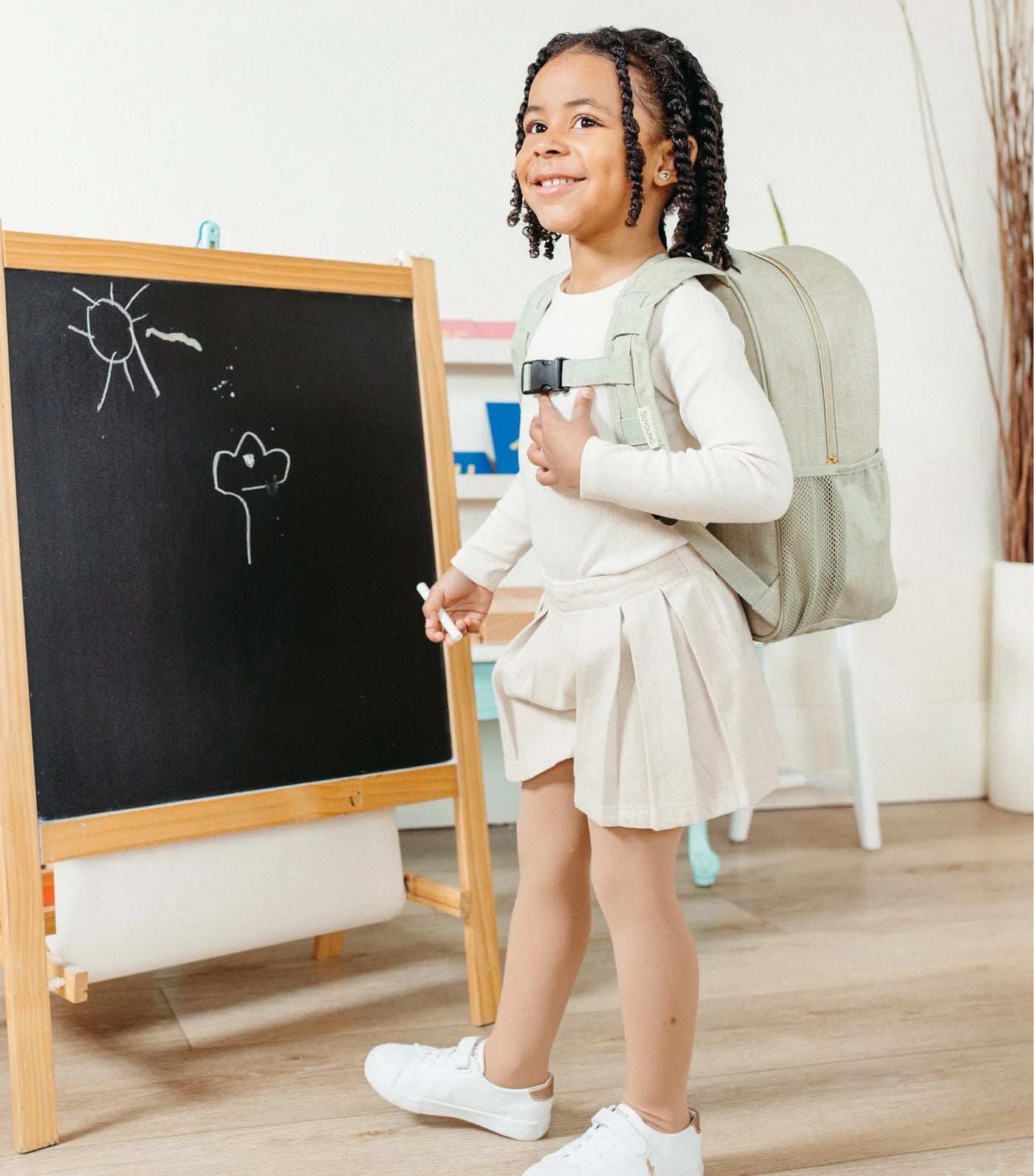 Toddler Backpack - Little Hearts Sage