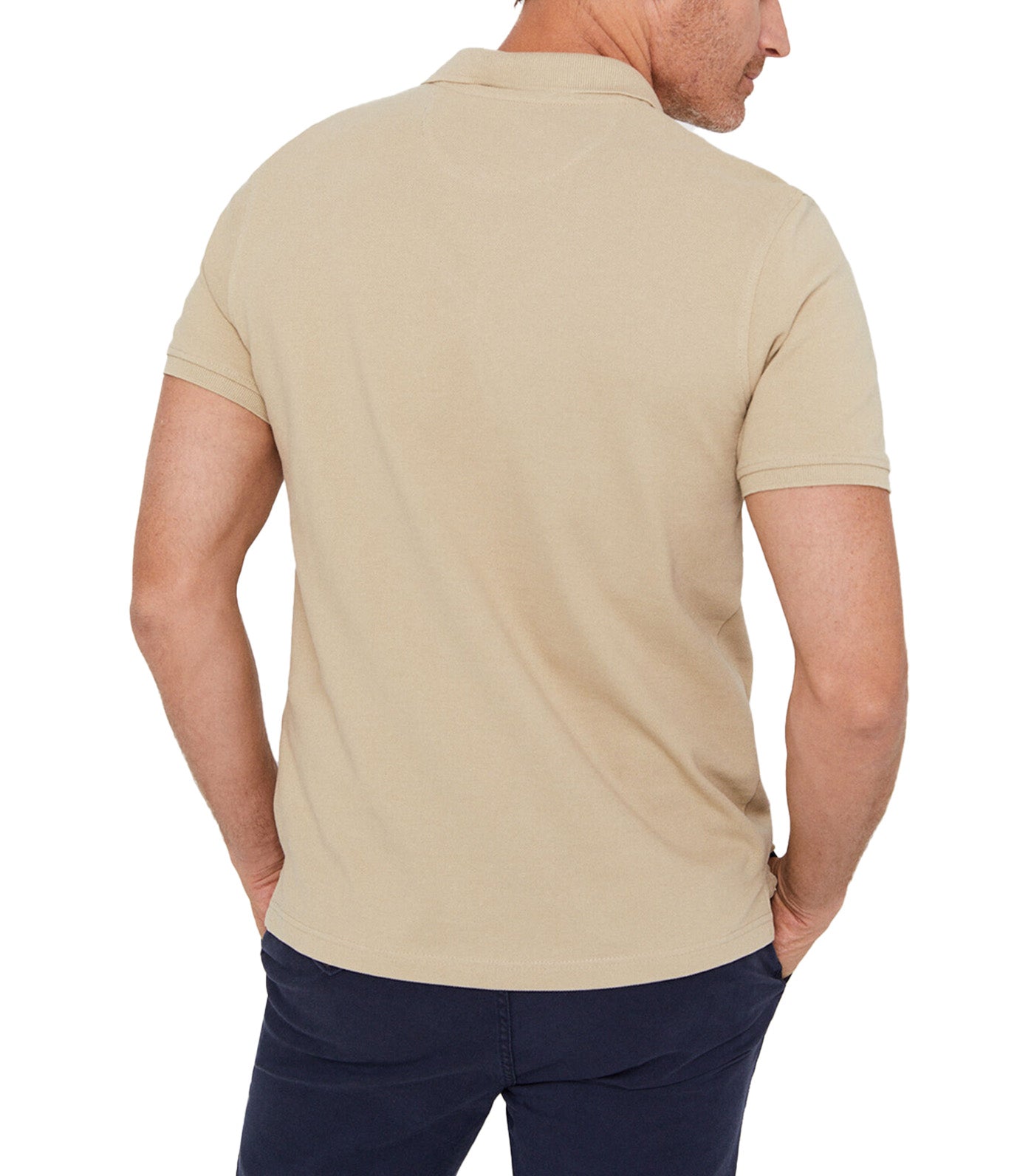 Basic Short Sleeve Polo Shirt Beige