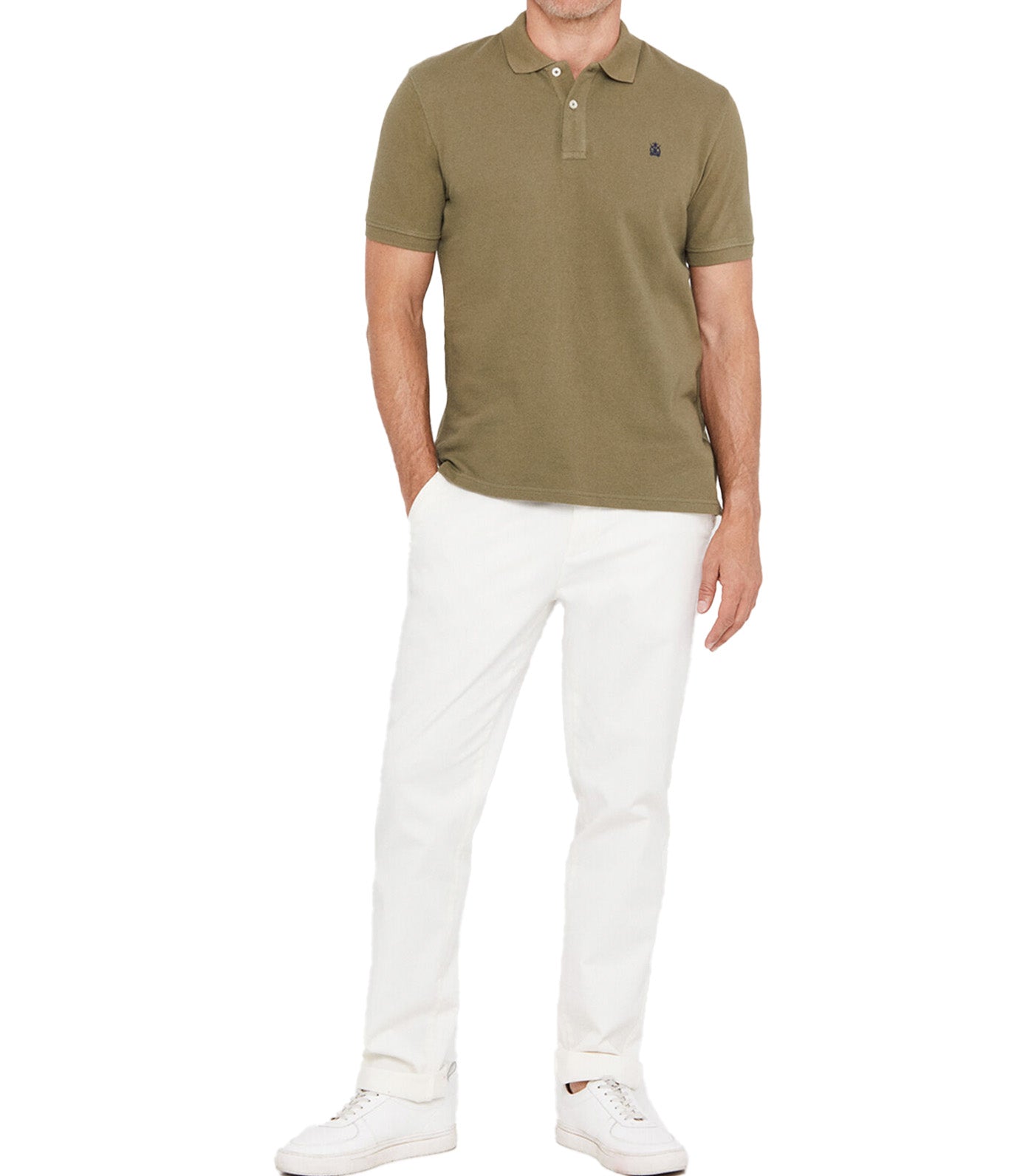 Basic Short Sleeve Polo Shirt Dark Khaki