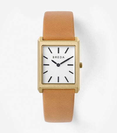 Virgil Leather Band Watch 26MM Gold and Brown