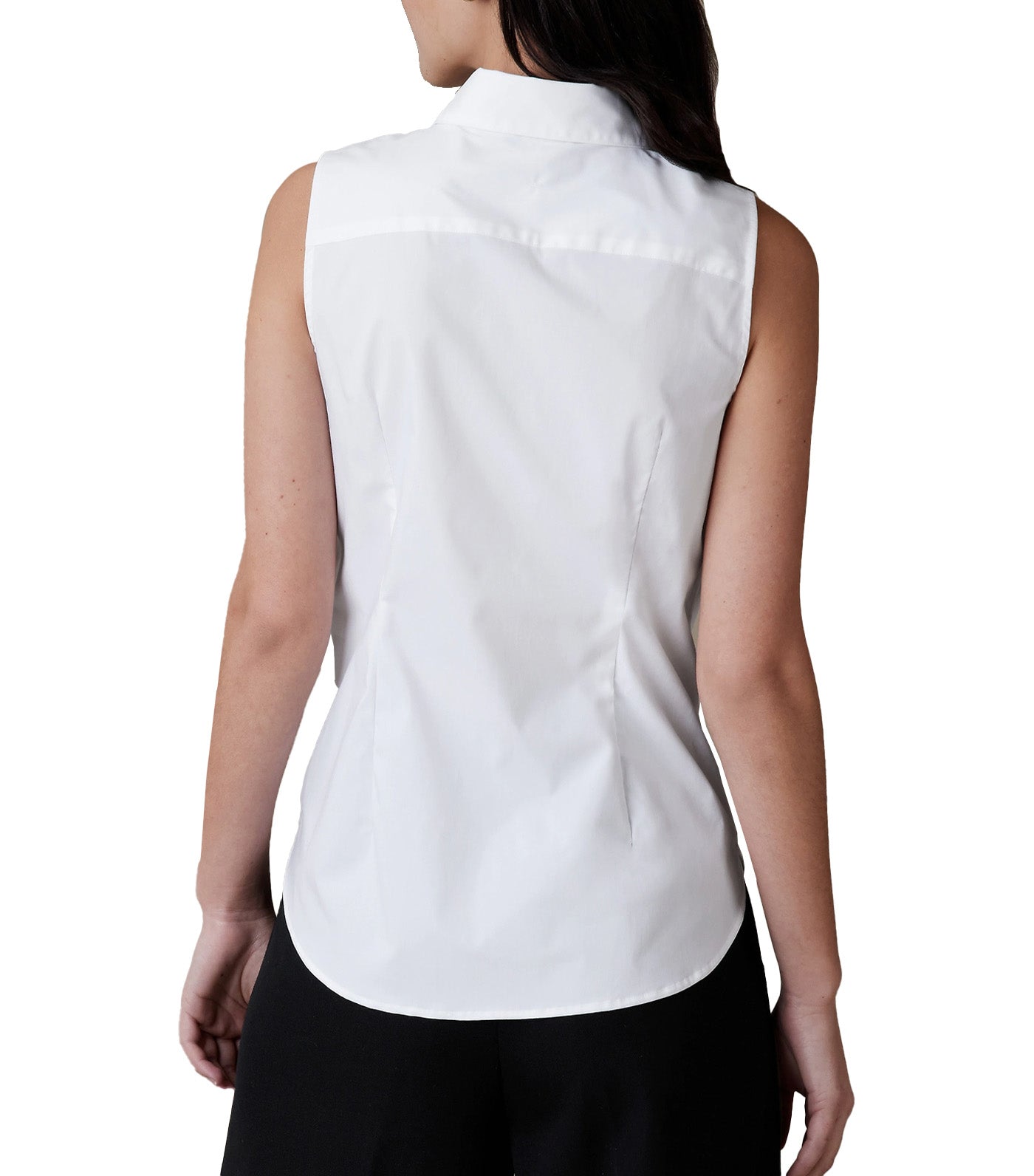 Riley Tailored Sleeveless Shirt White