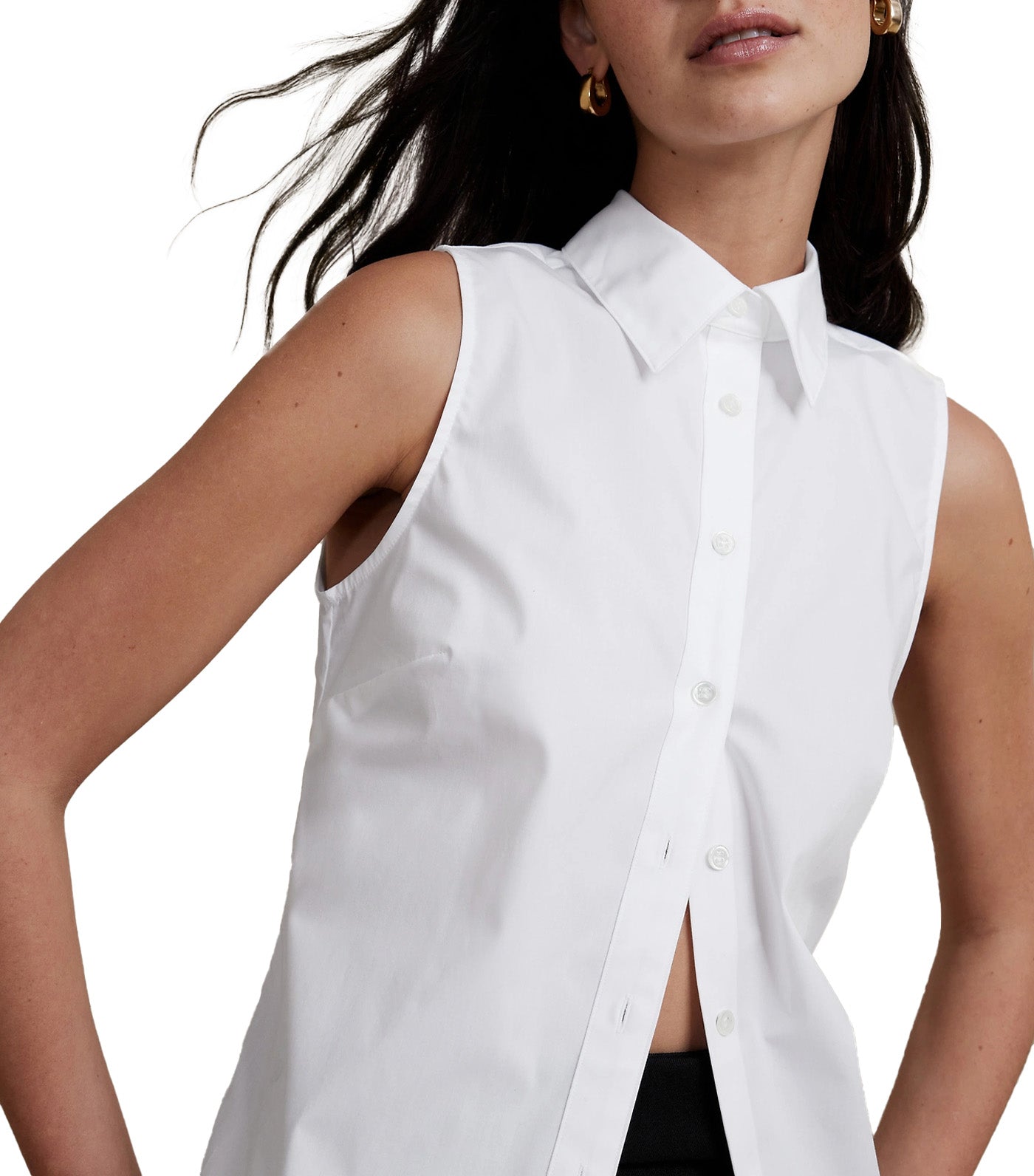 Riley Tailored Sleeveless Shirt White
