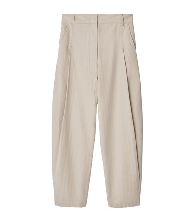 Linen and Cotton Banana Trousers Light Yellow
