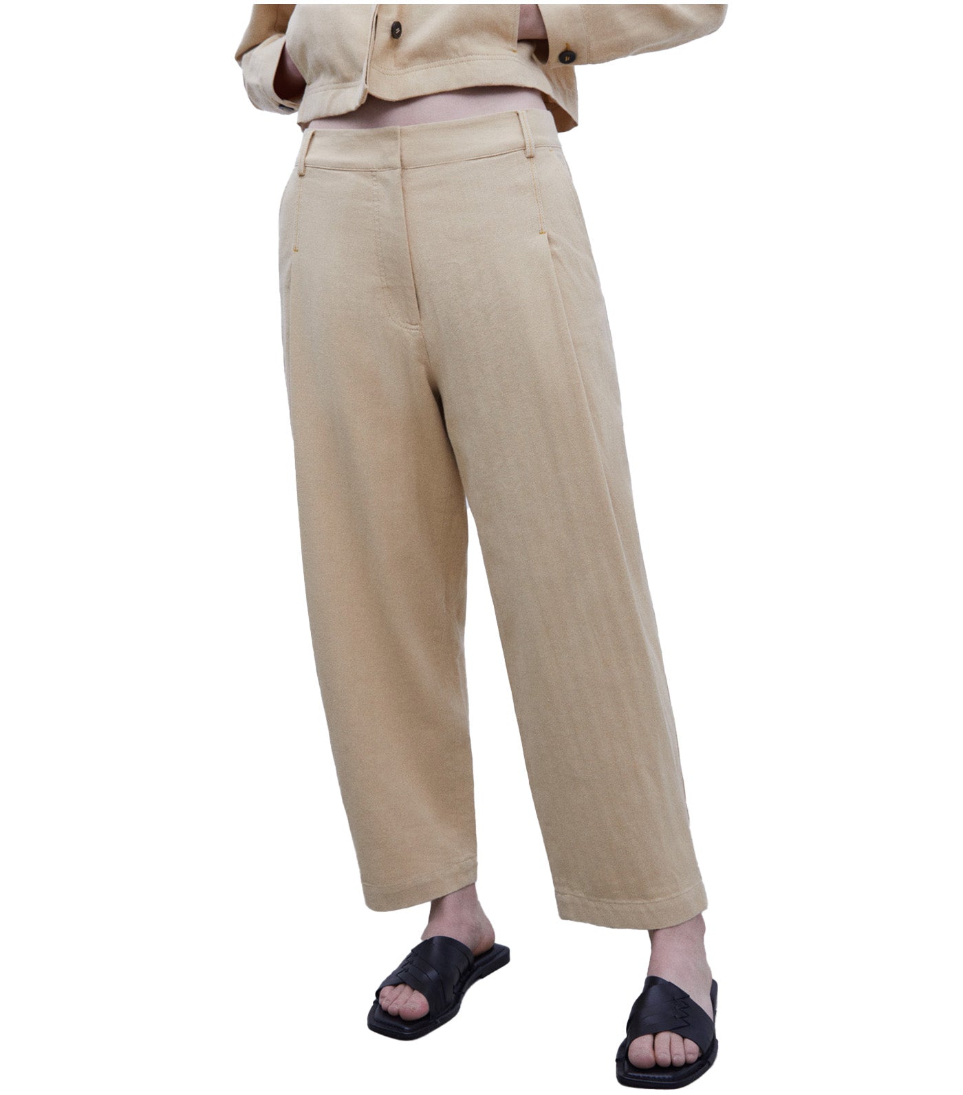 Linen and Cotton Banana Trousers Light Yellow