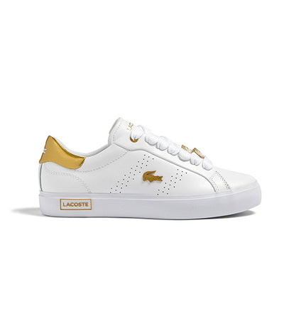 Women's Powercourt 2.0 Leather Sneakers White/Gold