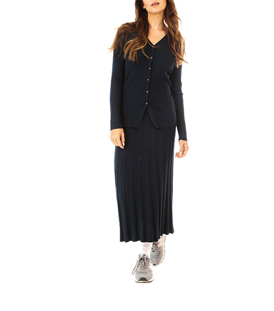 Laurent Wide Rib Cardi Midnight Blue