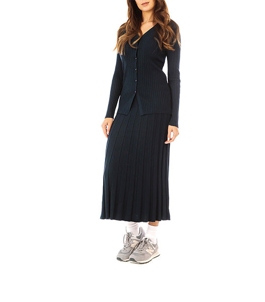 Laurent Wide Rib Cardi Midnight Blue