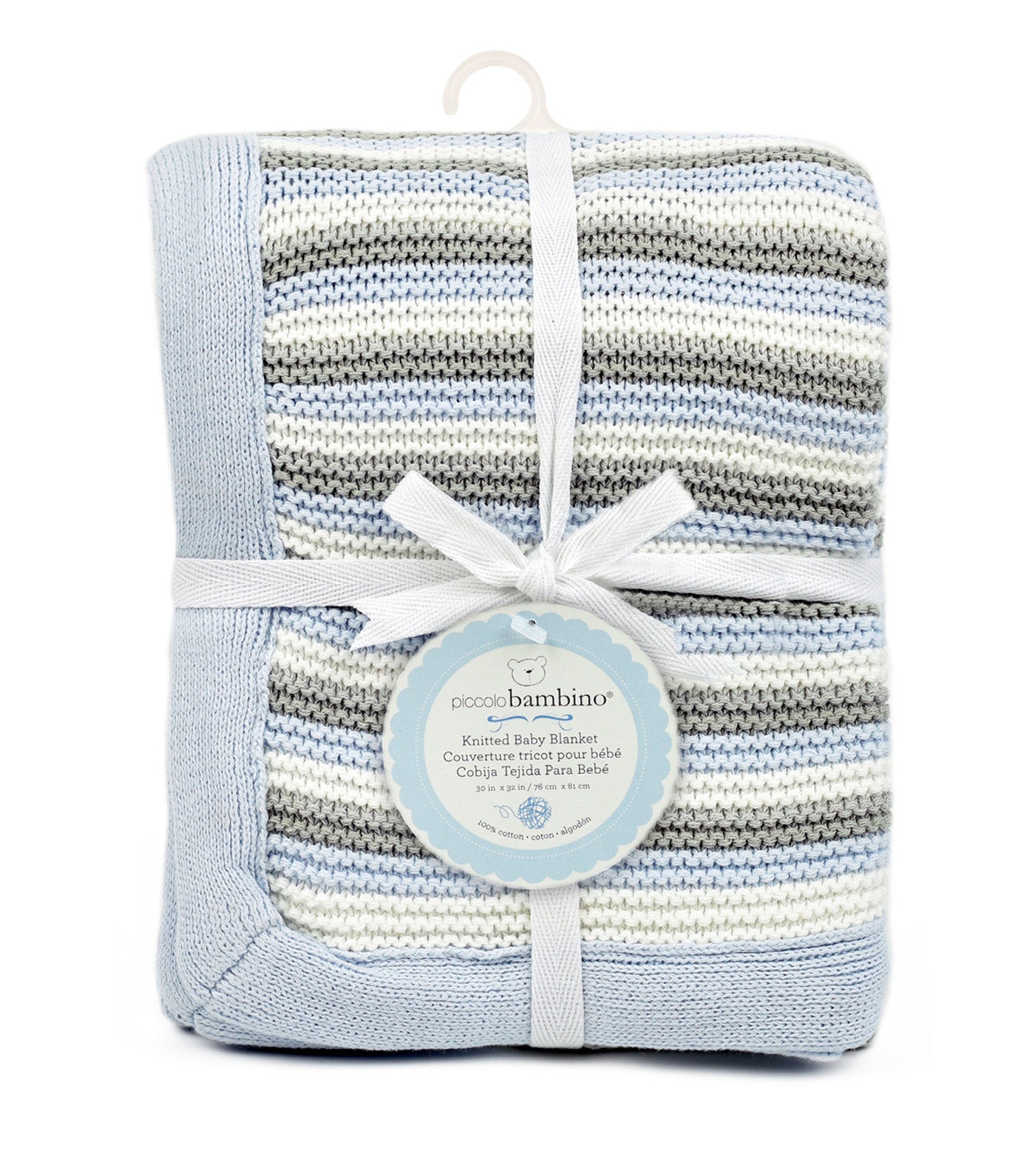 Cotton Knit Stripe Blanket - Blue