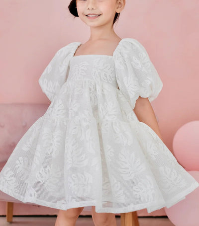 Sevilla Mini Dress in White Lace for Girls