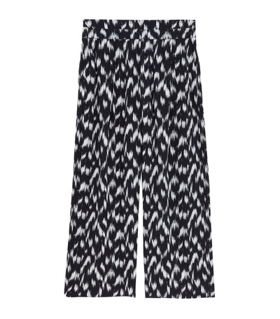 Printed Wide Leg Cropped Trousers Black/White