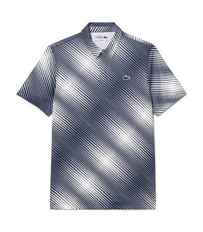 Golf Printed Recycled Polyester Polo Shirt Flour/Navy Blue