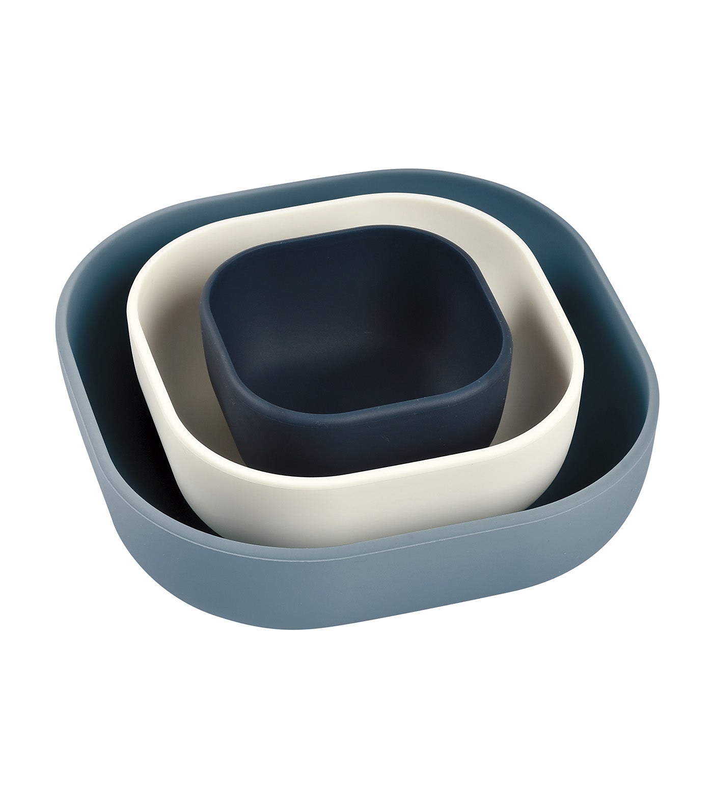 BÉABA 3-Piece Silicone Nesting Bowl - Blue/Gray