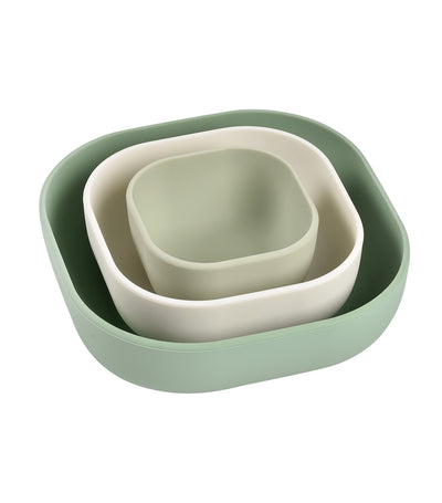 BÉABA 3-Piece Silicone Nesting Bowl - Sage Green/Gray