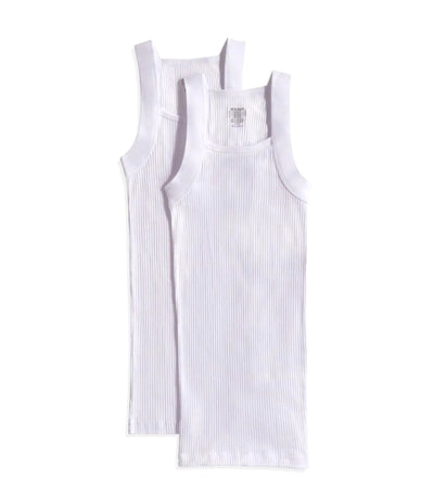 Essential Cotton Square Cut Tank Two-Pack White