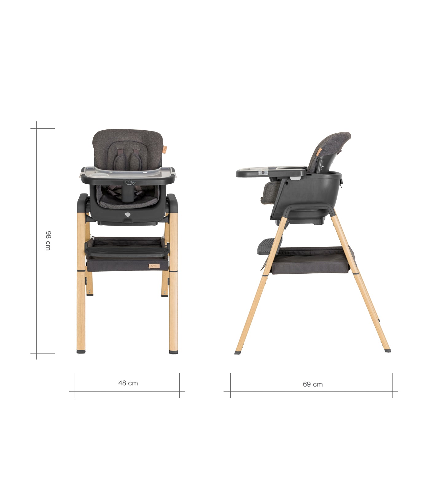 Nova Evolutionary Highchair - Grey/Oak