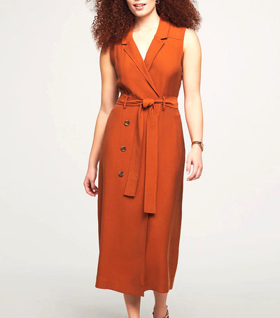 Double Breasted Midi Dress Chestnut