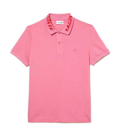 Men's Branded Slim Fit Stretch Piqué Polo Shirt Reseda Pink
