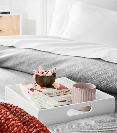 west elm White Lacquered Wood Tray