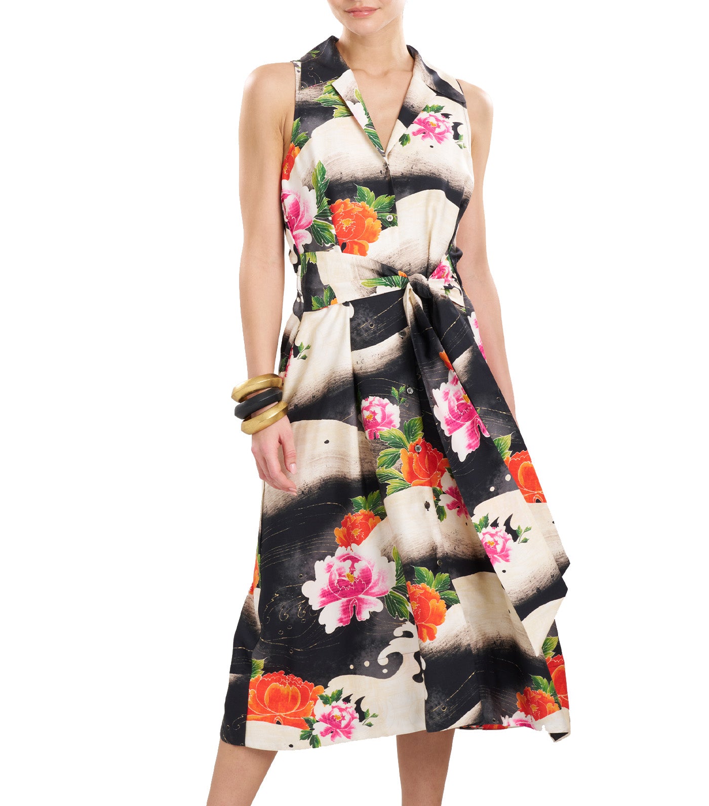 Mayumi Halter Shirtdress Black Multi