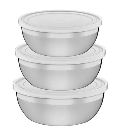 Freezinox Three-Piece Stainless Steel Container Set with Lid - 18cm, 20cm, and 22cm