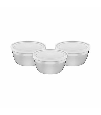 Freezinox Three-Piece Stainless Steel Container Set with Lid - 9cm
