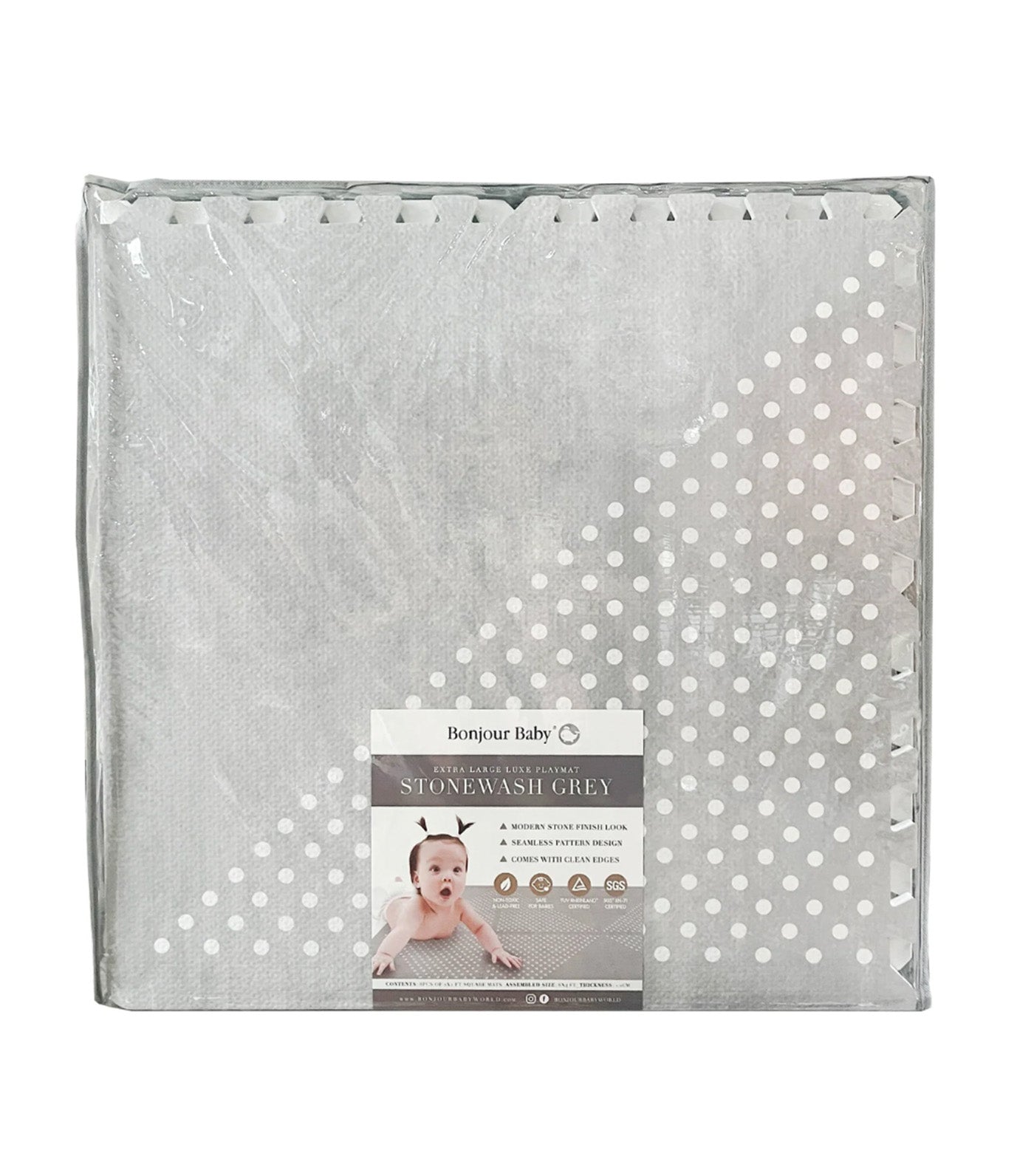 Bonjour Baby XL Luxe Playmat Stonewash Gray
