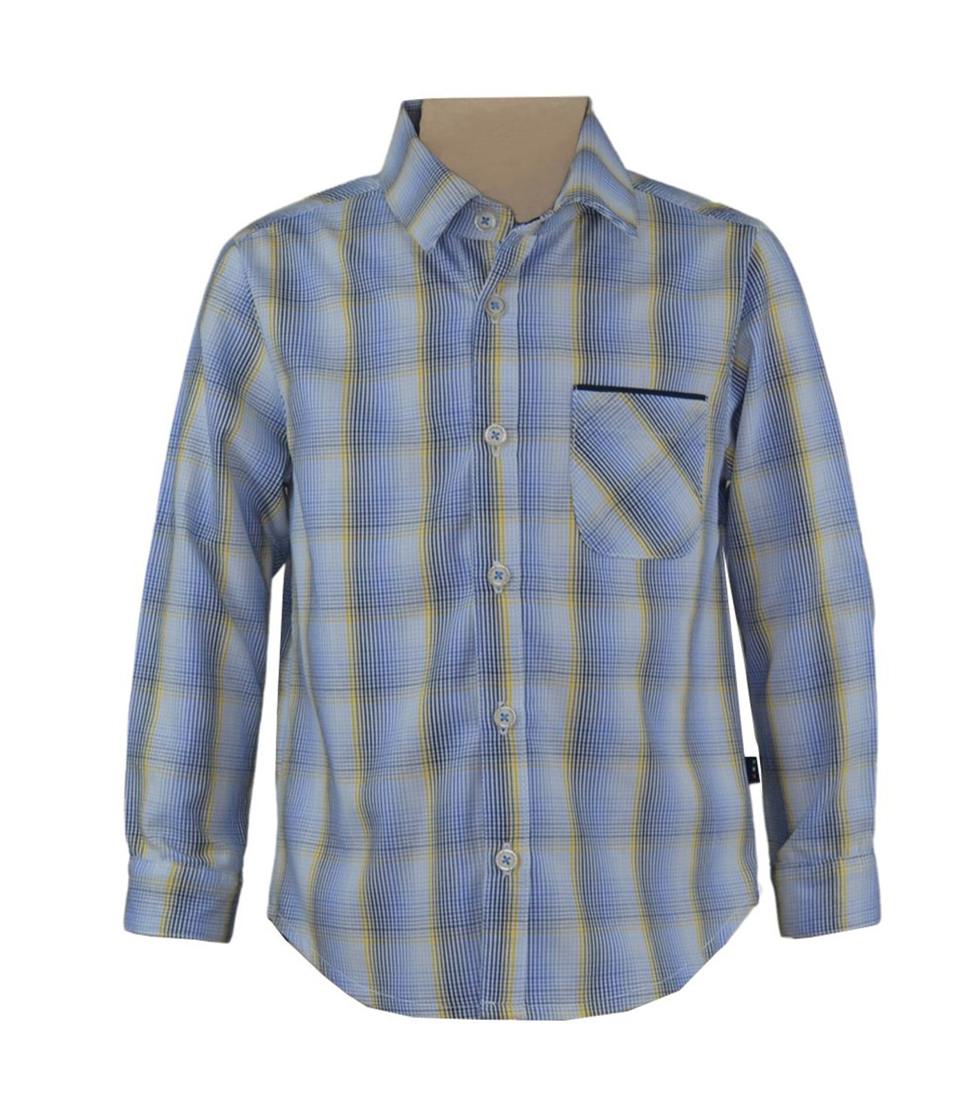 Felix Boys Checkered Button-Down Long Sleeves Blue