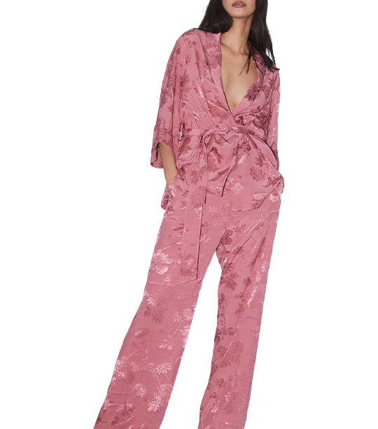 Jacquard High-Waisted Pants Pink