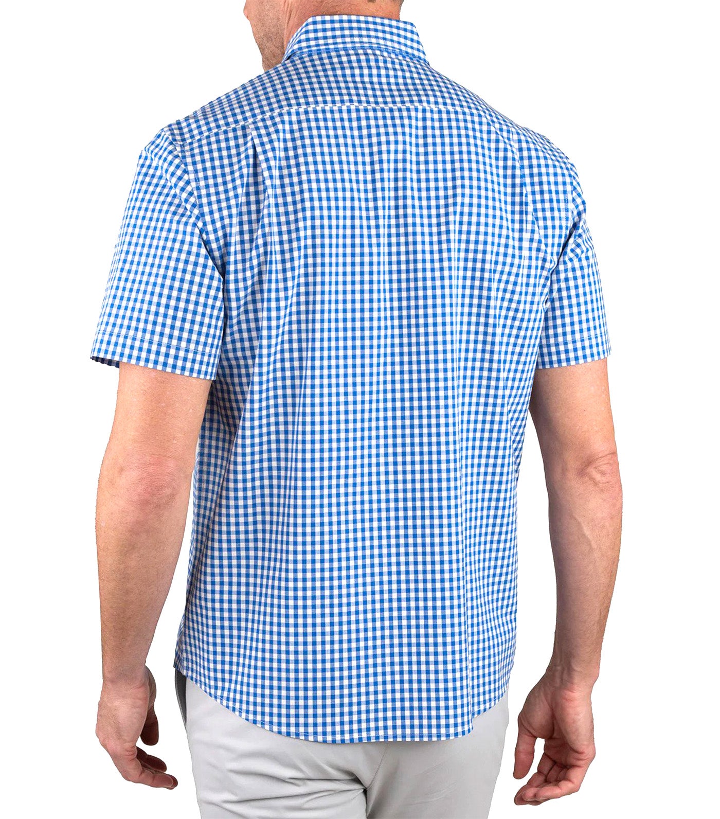 Fast-Dry Stretch Performance Small Gingham Shirt Nautical Blue Gingham