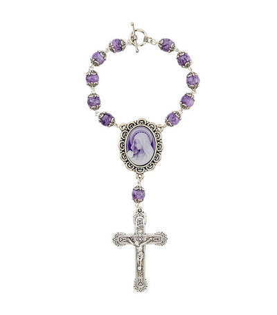 Rustan's Home One Decade Amethyst Rosary with Cameo Pendant