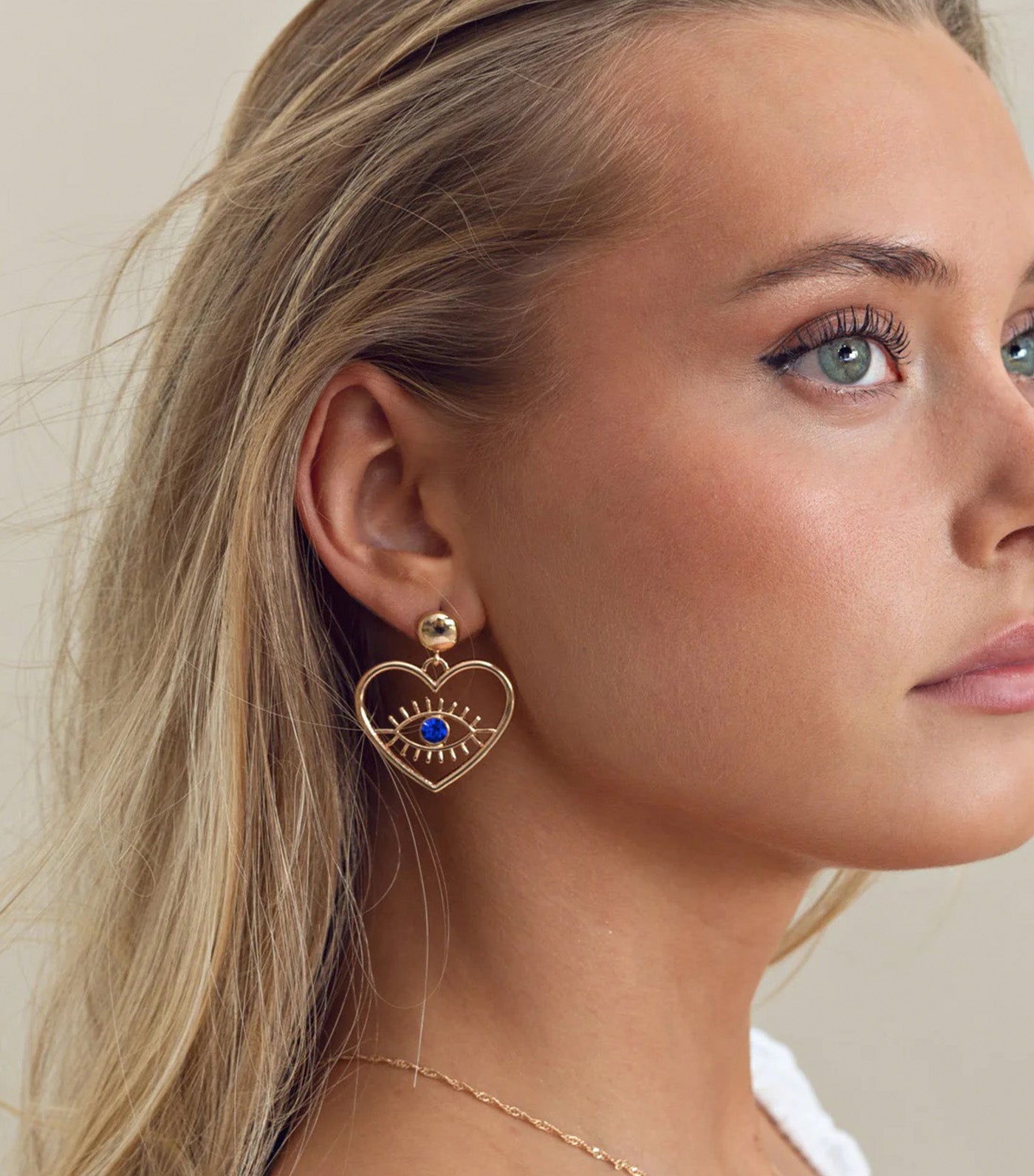 Suzy Evil Eye Heart Stud Earrings