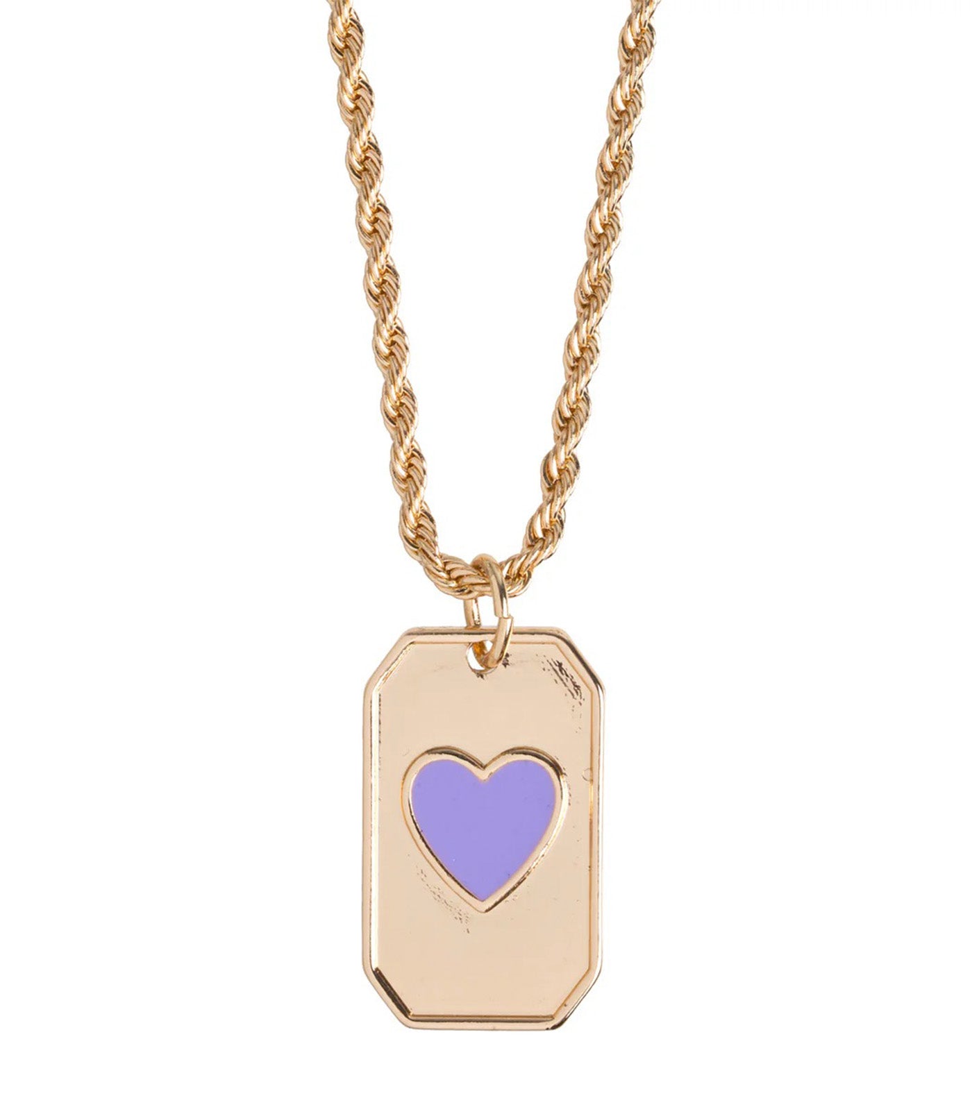 Enamel Heart Plate Necklace