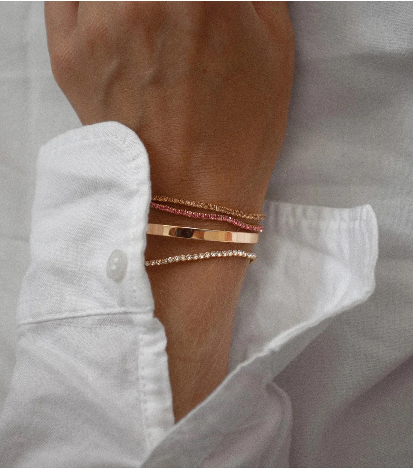 Crystal Tennis Stretch Bracelet Pink