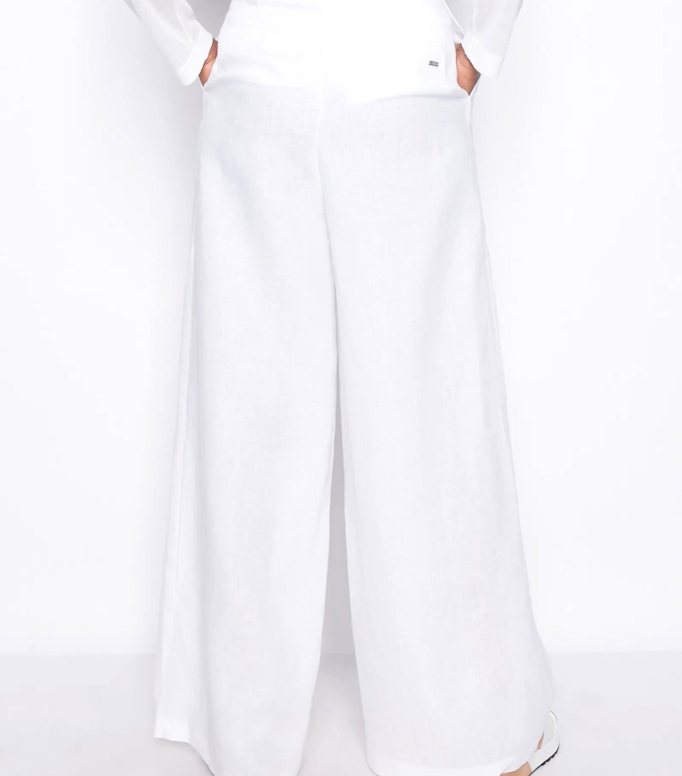 Plain Linen Palazzo Pants Optic White