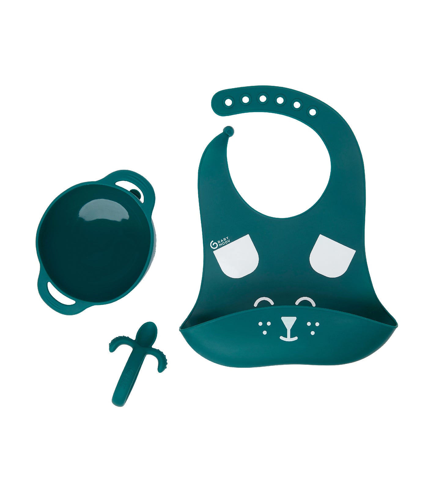 First'Isy Baby Feeding Set Silicone Bowl, Spoon and Bib