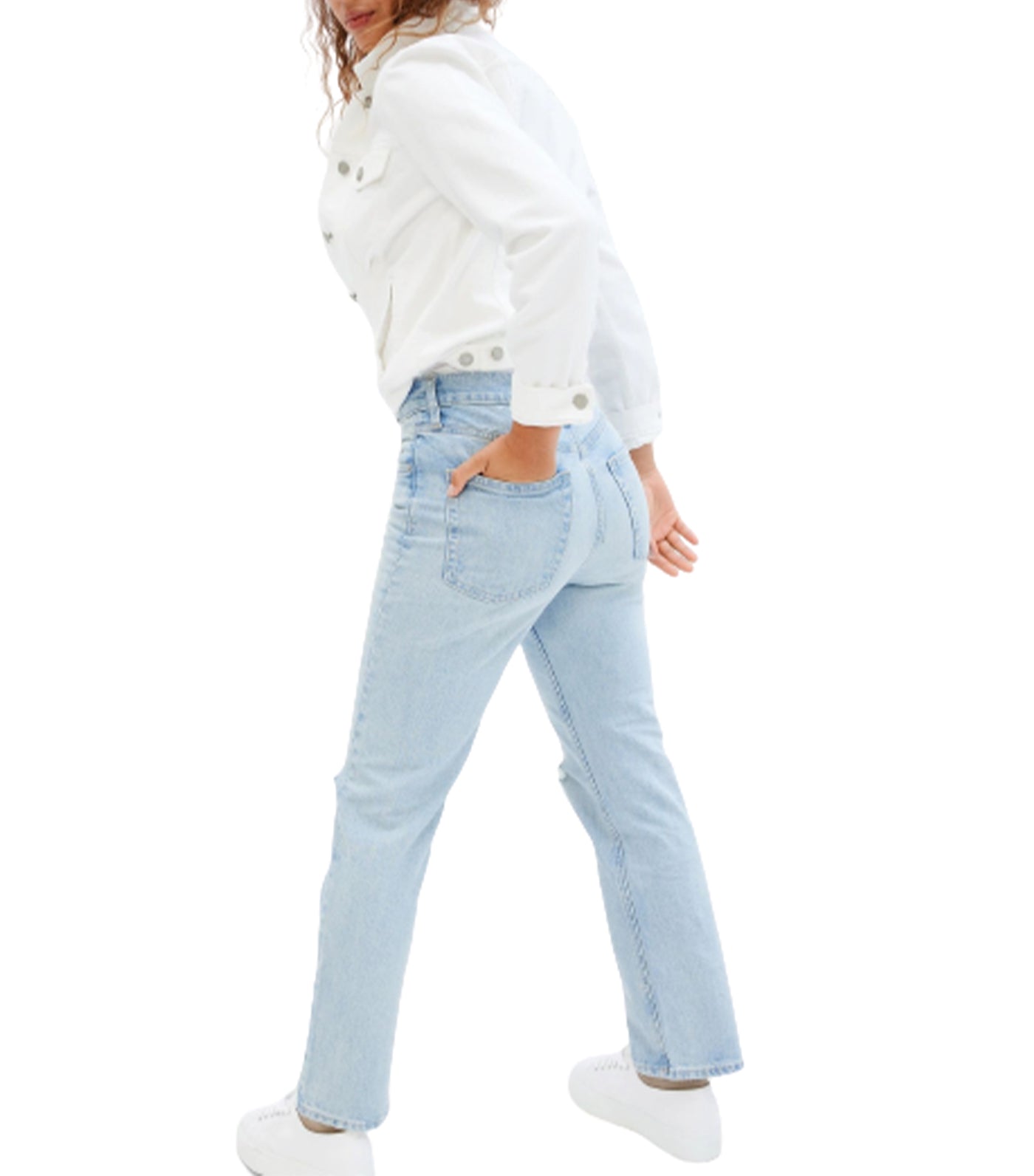 High Rise Destructed Straight Jeans with Washwell Light Lynn Destroy