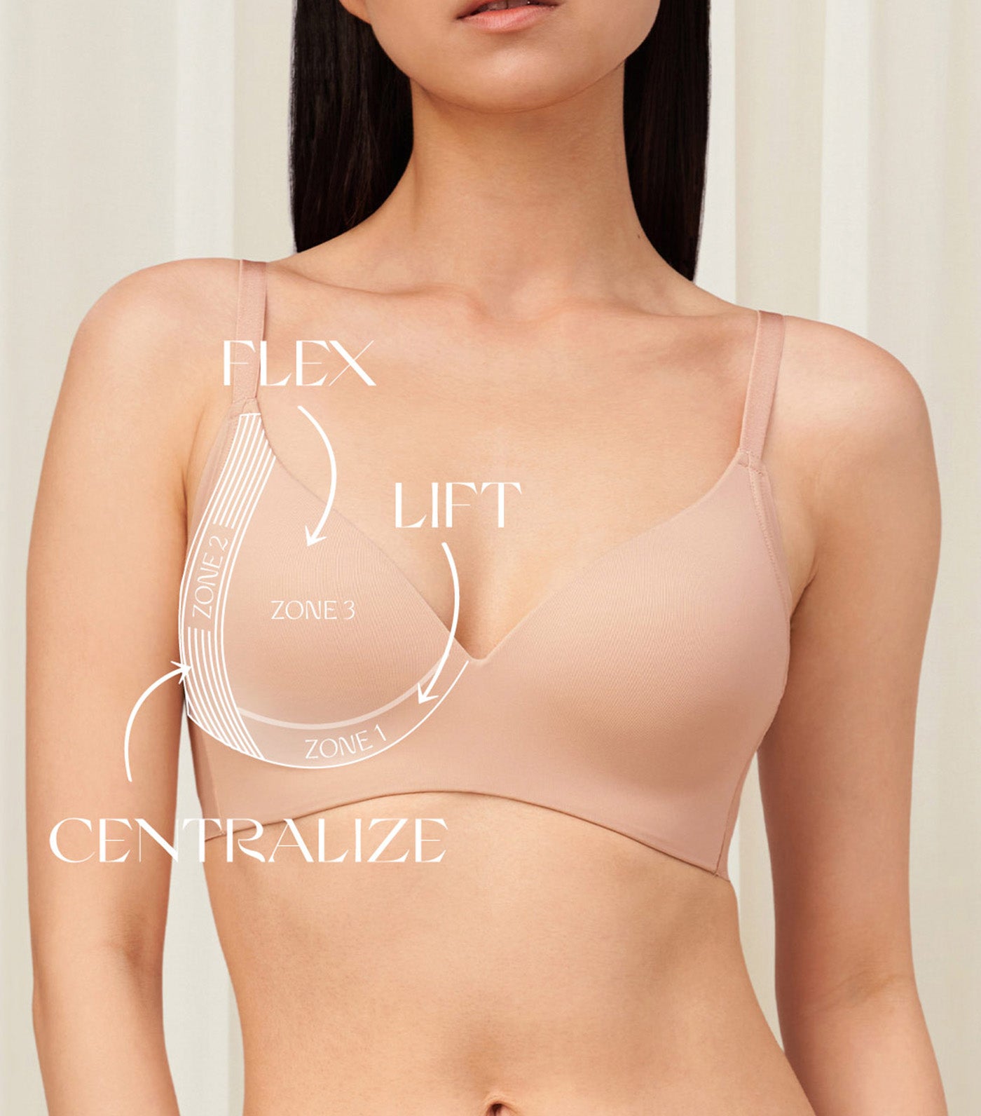 Tri-Zone Non-Wired Padded Bra Skin