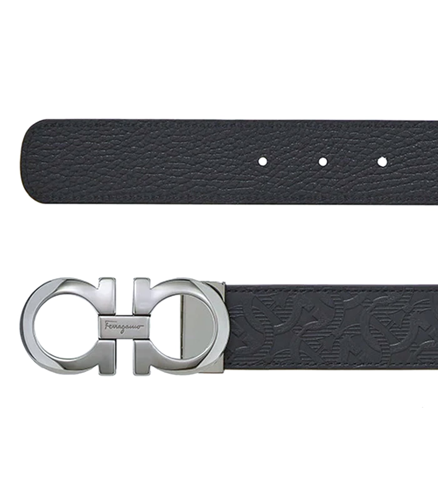 Reversible And Adjustable Gancini Belt Black
