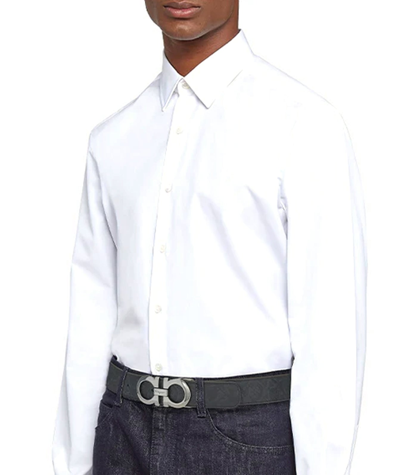 Reversible And Adjustable Gancini Belt Black