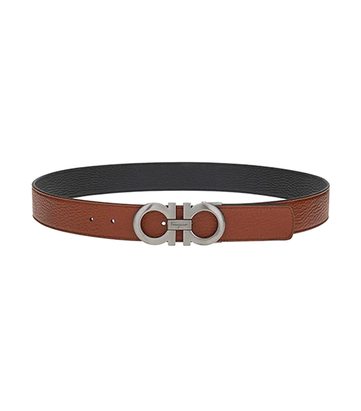 Reversible And Adjustable Gancini Belt Cap Brown/Black
