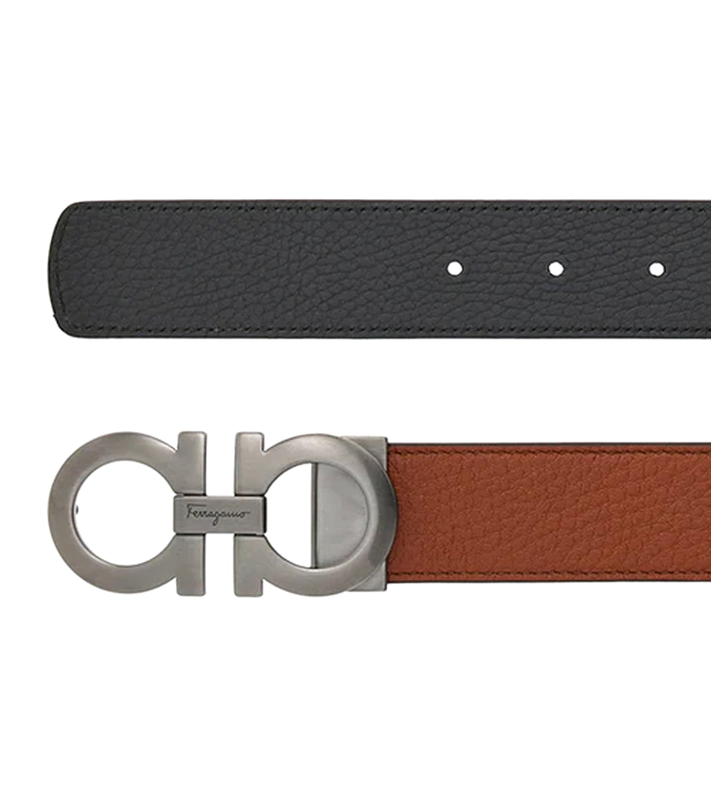 Reversible And Adjustable Gancini Belt Cap Brown/Black