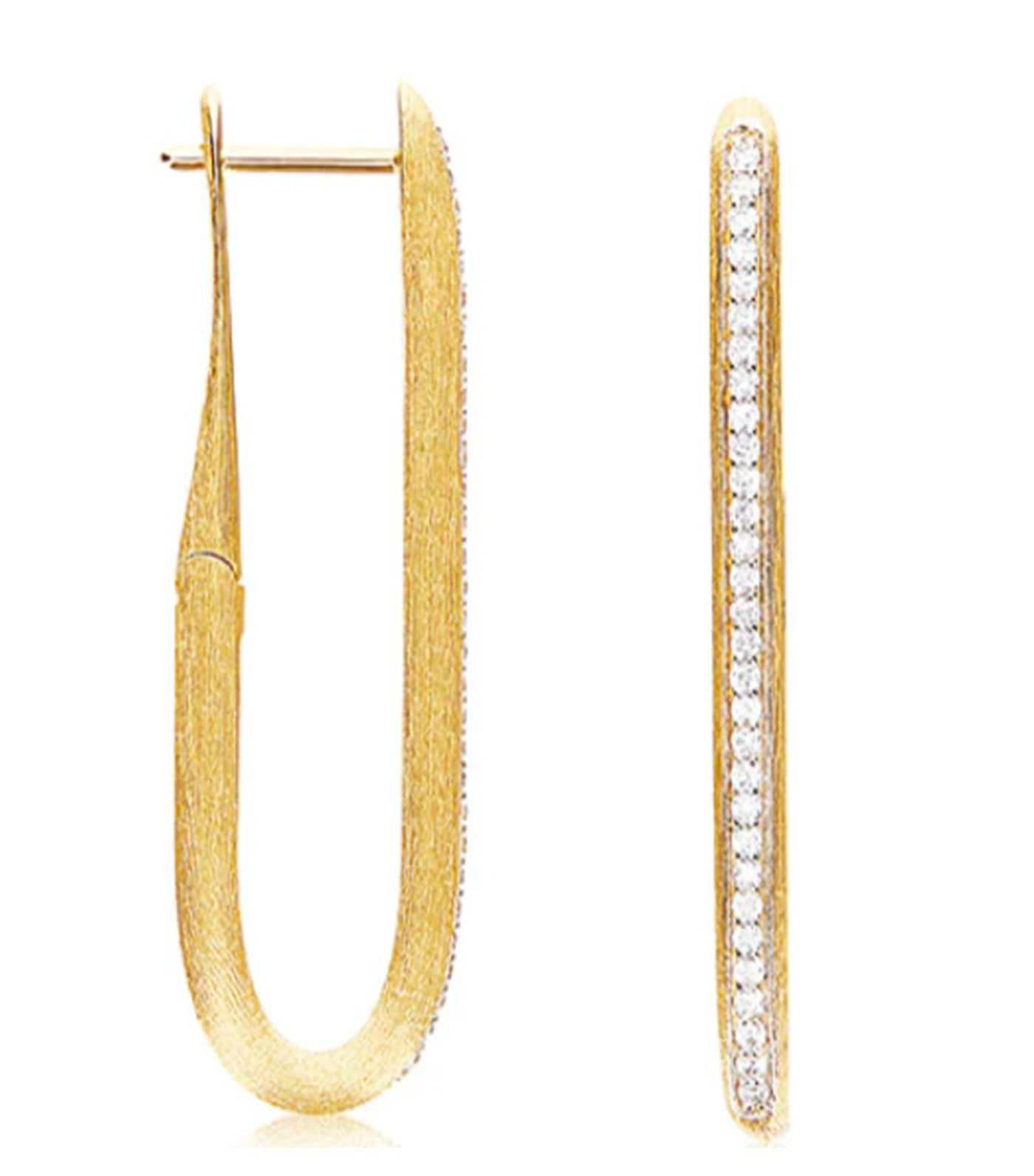 Libera Big Gold Square Hoop Earrings with Diamonds