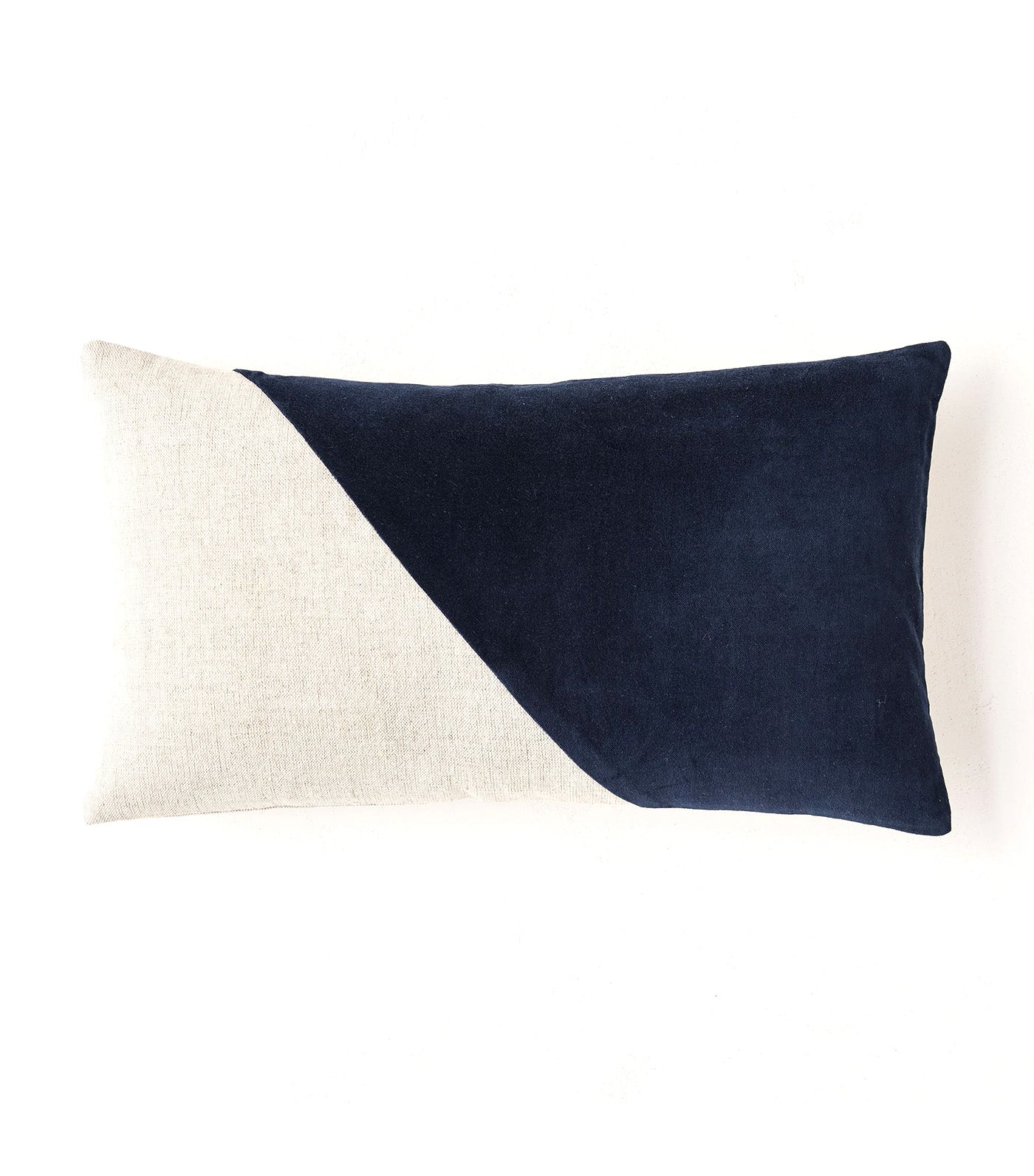 west Cotton Linen + Velvet Corners Lumbar Pillow Cover