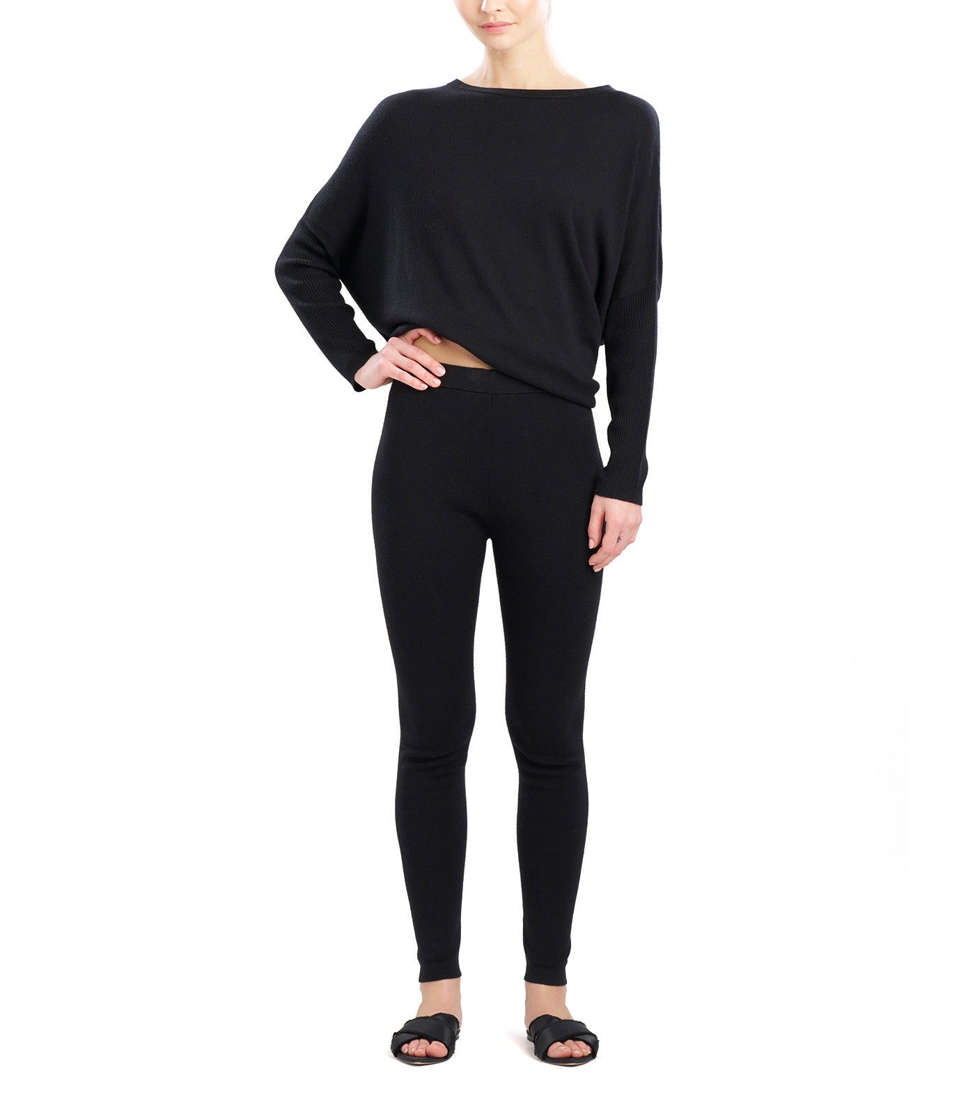 Indulge Cotton Knit Leggings Black