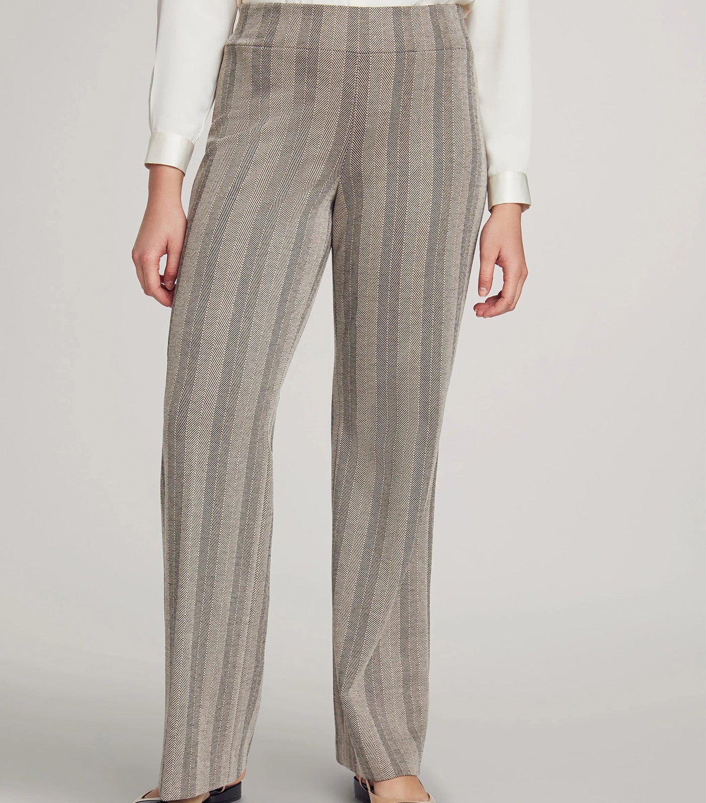 Pull On Wide Leg Trousers Anne Black/Latte