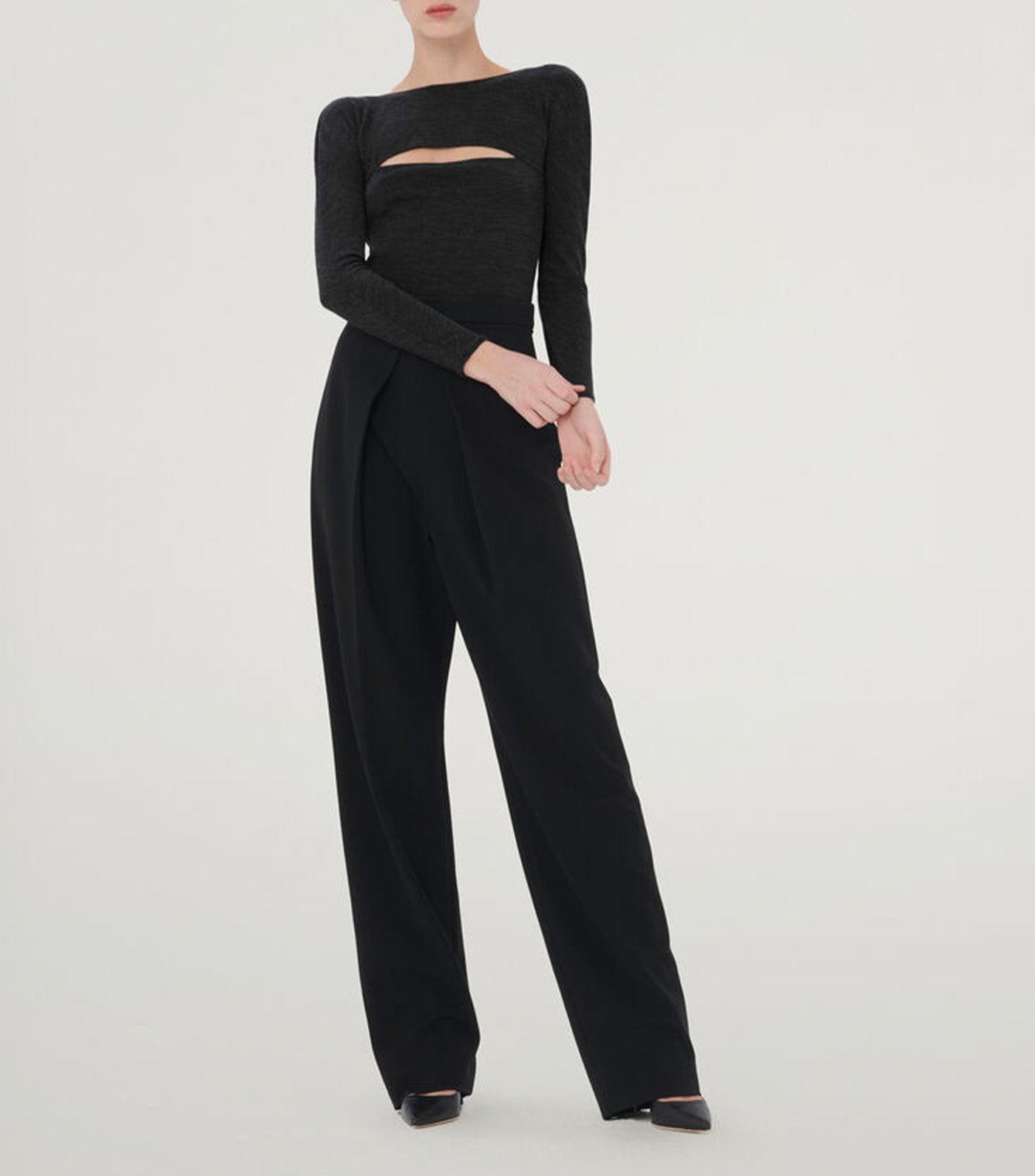 The Kimono Slit Bodysuit Black