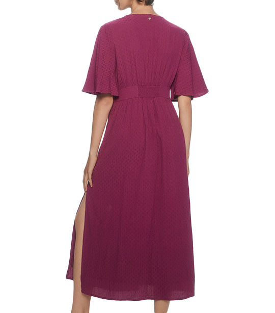 Cross Neckline Dress Red