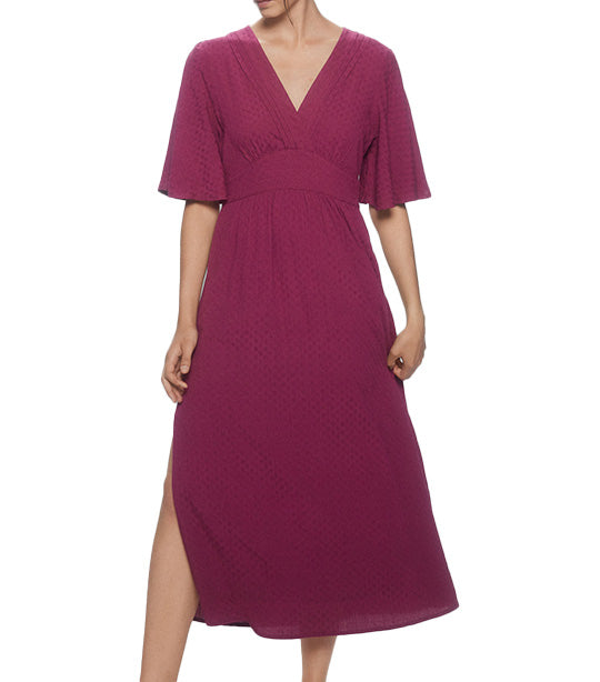 Cross Neckline Dress Red